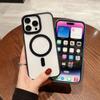 Colored Acrylic + TPU 2in1 Magnetic Wireless Charging Transparent Clear Case Hard Back Case Compatible for iPhone Samsung