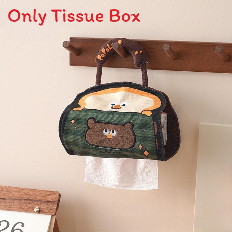 Modern Minimalist Bear Pattern Linen Paper Towel Dispenser For Home Bathroom And Car Decor