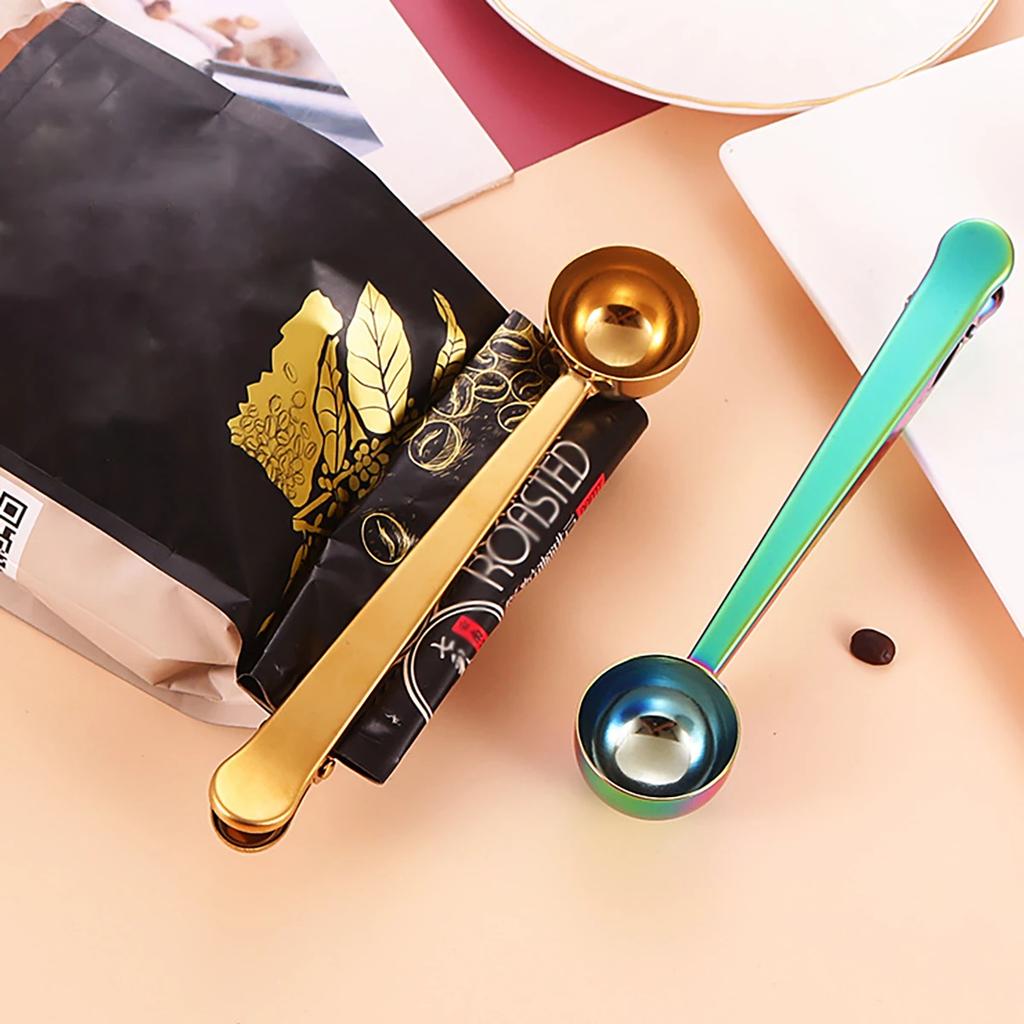 1 st-Kaffemätsked Multifunktionell Matförslutningsklämma Kryddmått Mjölkpulvermätsked Bakning