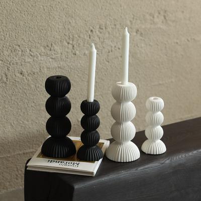 Ceramic Candle Holder Ornaments Candlestick Geometric Sphere Stitching Stripes Home Desktop Decoration Candle Stick Holder