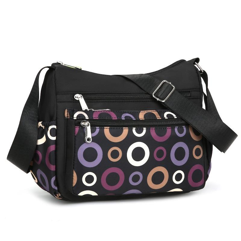 Women Elephant Print Crossbody Bag Multi Pocket Shoulder Bag Large Capacity Lightweight Travel Messenger Purse Zipper Handbag