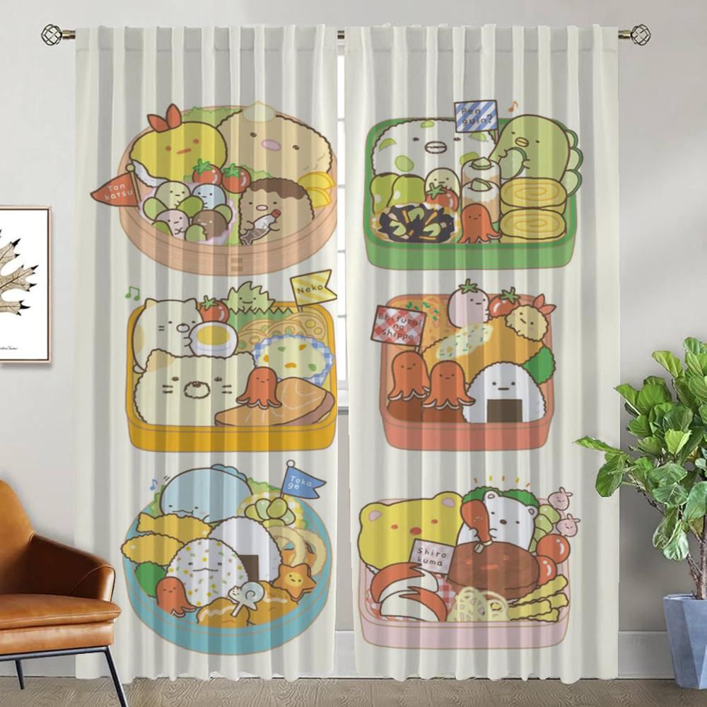 Sumikko Gurashi Blackout Curtain for Room 2 Panel Shades Home Interior Curtains Partition Halloween Decoration Tulle for Bedroom