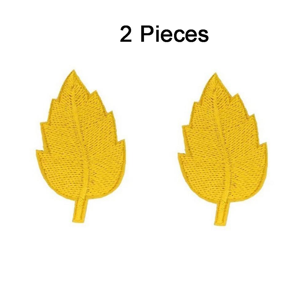 2PCS Lifelike Leaf Embroidery Parches Adhesive Iron On Embroidery Leaf Stickers No Sewing Needed Hole Repair Maple Patches
