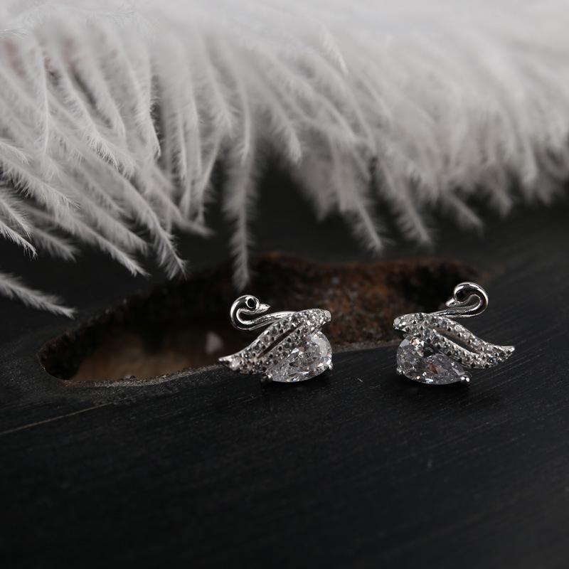Little Swan Earrings for Women  Elegant Earrings Zircon Earrings Light Luxury Mini and The Same Style