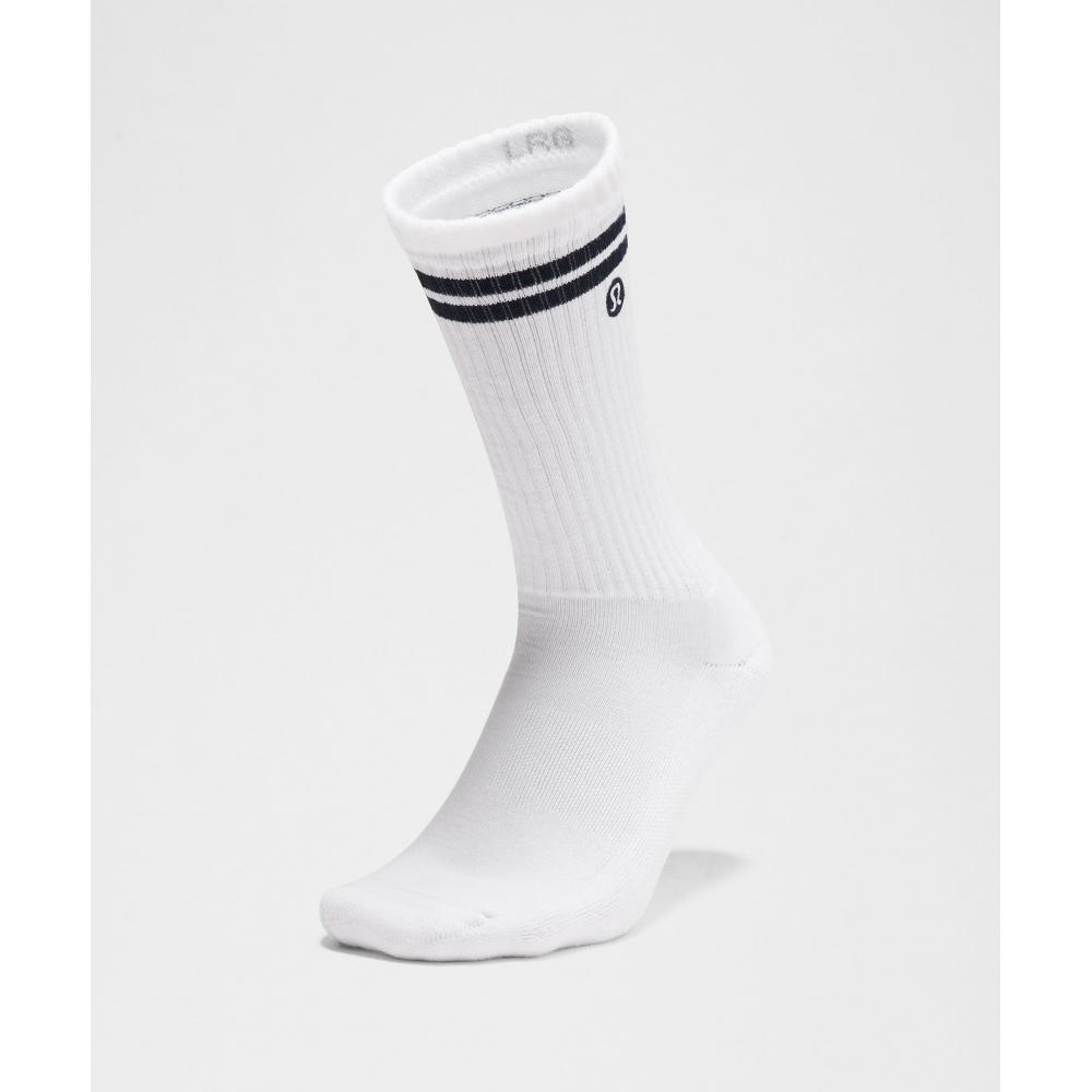 Lululemon Unisex Daily Essential Crew Socks  Stripe White True Navy