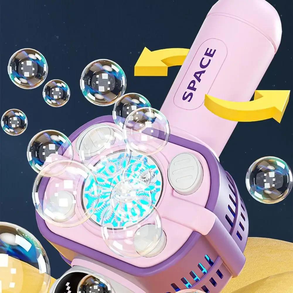 Handheld Space Bubble Gun Machine With Fan Led Lights Fully Automatic Electric Soap Maker Machine Outdoor Toys For Children