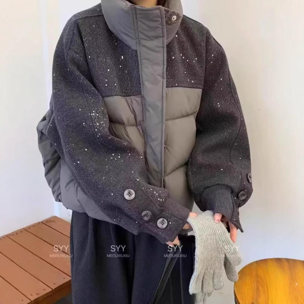 

Fashion high sense thickened warm cotton jacket women s 2025 winter new foreign style versatile stand-up collar trendy cotton-padded clothes M серый