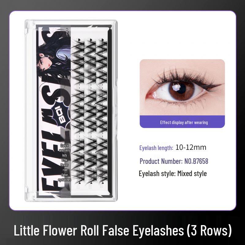 BQI Pure Desire Natural Curl Faux Eyelashes - Small Flower Rolls, Large Capacity, Segmented Thin Stem Grafting, Fairy Hair Design.