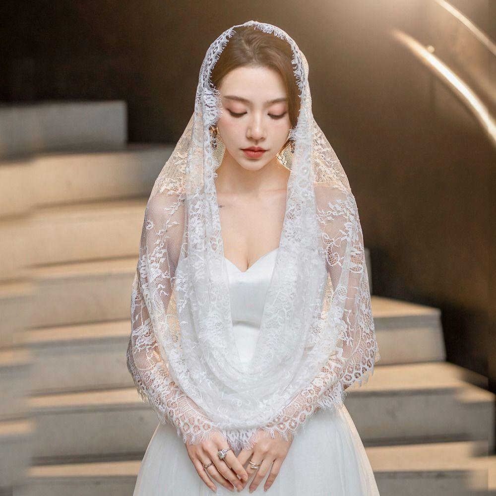 Spanish Style Lace Veil Elegant Head Covering Vintage Bride Mantilla  Headdress