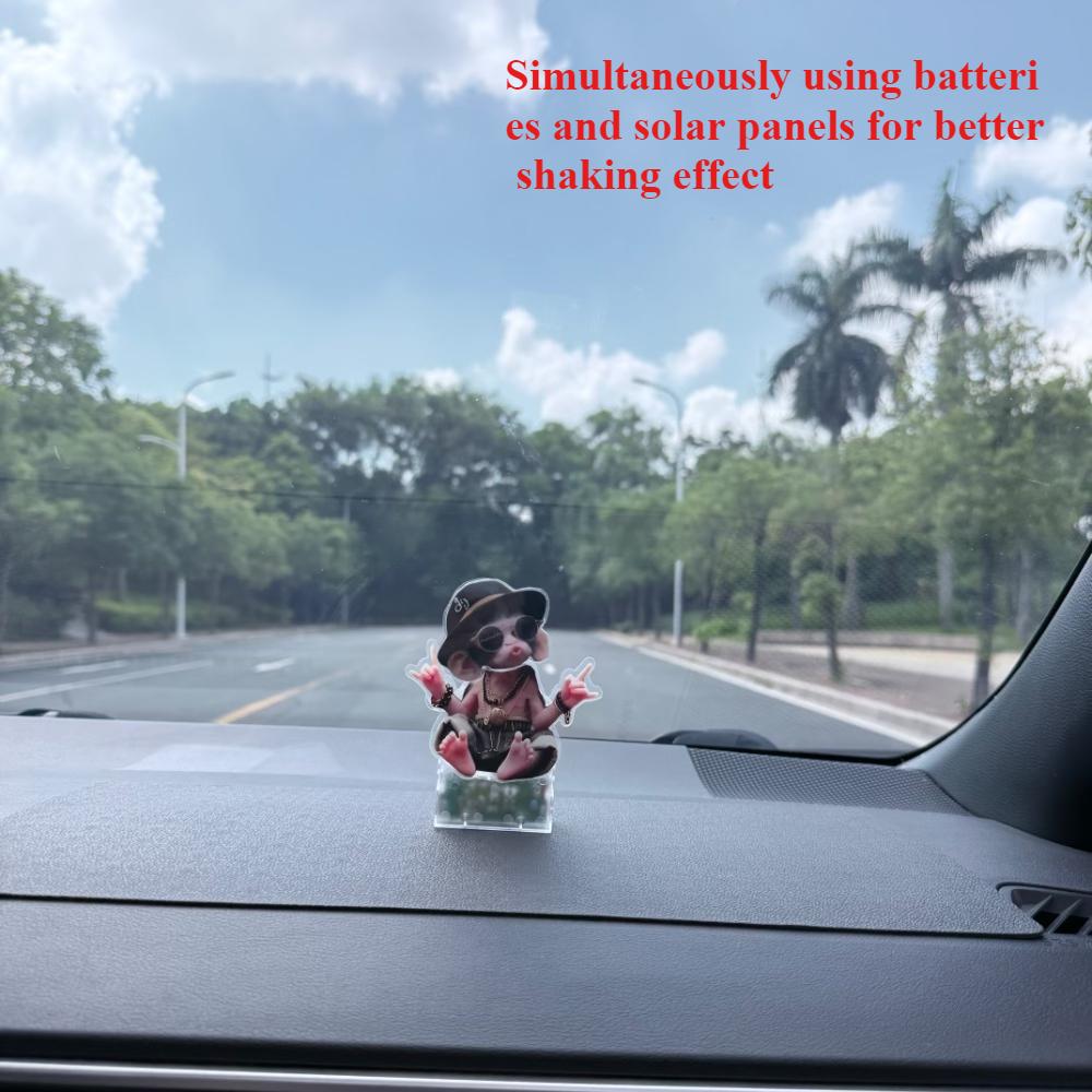 Solar and Battery Dual-purpose Cute and Cool Shaking Head Ornament Toy,suitable for Car Dashboard Decoration,office,home Decoration,decompression Toys