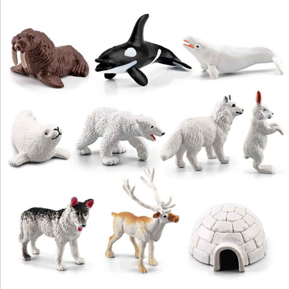 10Pcs Arctic Circle Ocean Sea Animal Figurines Set Animal Learning Models Figures Christmas New Year Birthdays Gift