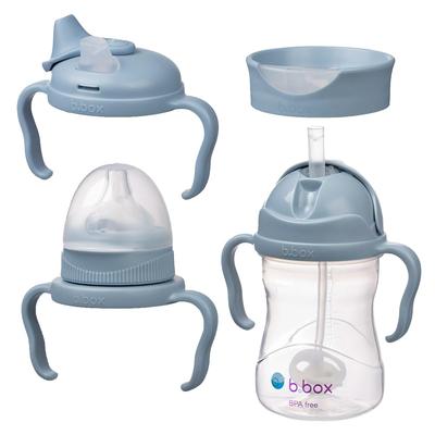 B.box Sugmuggset för Bebisar från 4 Månader, Anpassas efter Utveckling, Dopgåva, Dämpade Färger [Äkta Produkt] [Steg-för-Steg Muggar] Ocean