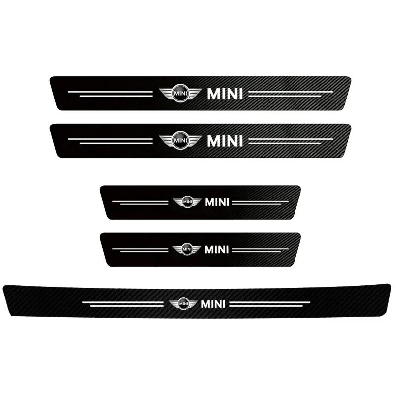 1/4/5Pcs Car Door Sill Scuff Plate Decor Carbon Fiber Stickers For BMW Mini Cooper One JCW F54 F55 F56 F57 F60 R50 R52 R53 R55