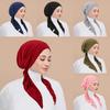 Neuer Muslimischer Innen-Hijab Turban Damen Vorgebunden Kappe Langer Schwanz Kopftuch Wickel Mützen Mütze Kopfschal Stretch Kopfbedeckung Ninja Hut