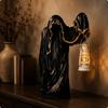 Specter Wizard Figurine Halloween Hooded Tabletop Lantern Figure for Desktop,