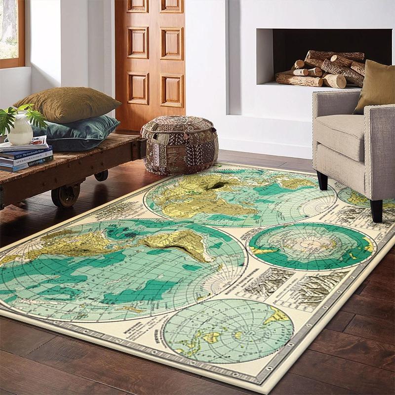 World Map Living Room Rug Soft and Non Slip Large Carpet Office Study Retro Art Decoration Mat Very Fashionable and Beautiful
