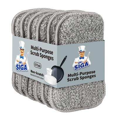 Éponge à récurer double face efficace MR.SIGA (6 paquets) - Éponge à vaisselle - Éponge de cuisine anti-rayures