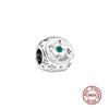 Lucky Clover Charms Fit Fashion Original Bracelets Four Leaf Clover 925 Silver Green Zircon Beads Pendant DIY Jewelry Gift