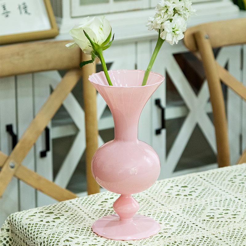 

Glass vase candle holder, black glass vase candle holder, simple wrought iron candle holder Type a vase рожевий