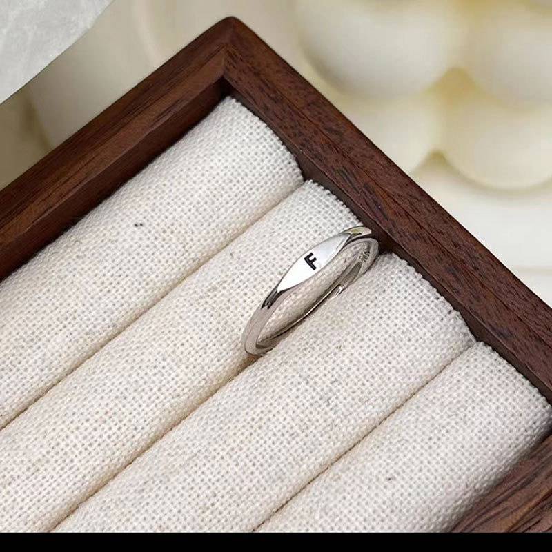 Aesthetic Wedding Tiny Initial Letter Rings Jewelry Gift Women Fashion Letter Finger Gift Stainless Steel Ring
