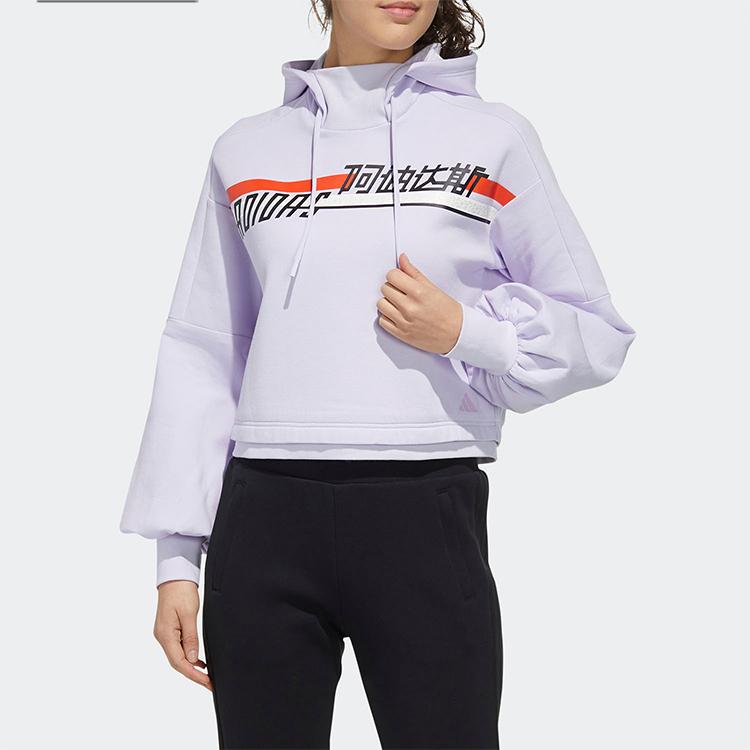 Adidas Hoodie Motion Casual Sports Pullover Women Hoodies Light-Purple FM9311