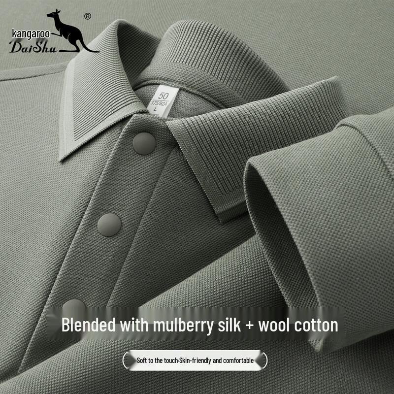 

DAISHU Men s Silk Wool Blend Long-Sleeve Polo Shirt L