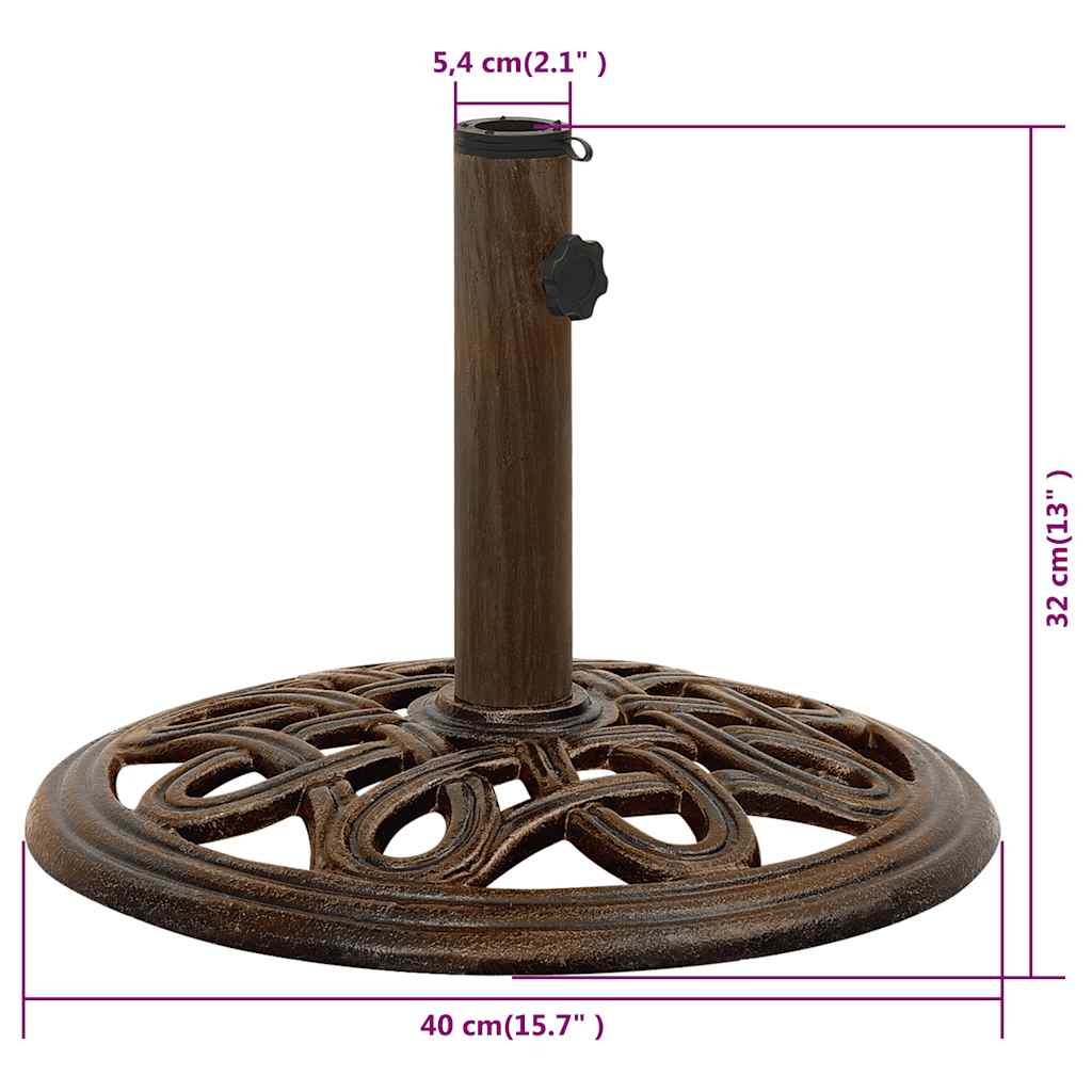 Vidaxl Podstawa Pod Parasol, Brąz, 40X40X32 Cm, Żeliwo
