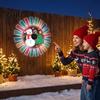Christmas Tree Projection Lights Outdoor Solar Fence Light, Waterproof Cute Snowman Xmas Decorative Hollow Metal Lamps Projector Wall Light for Garden
