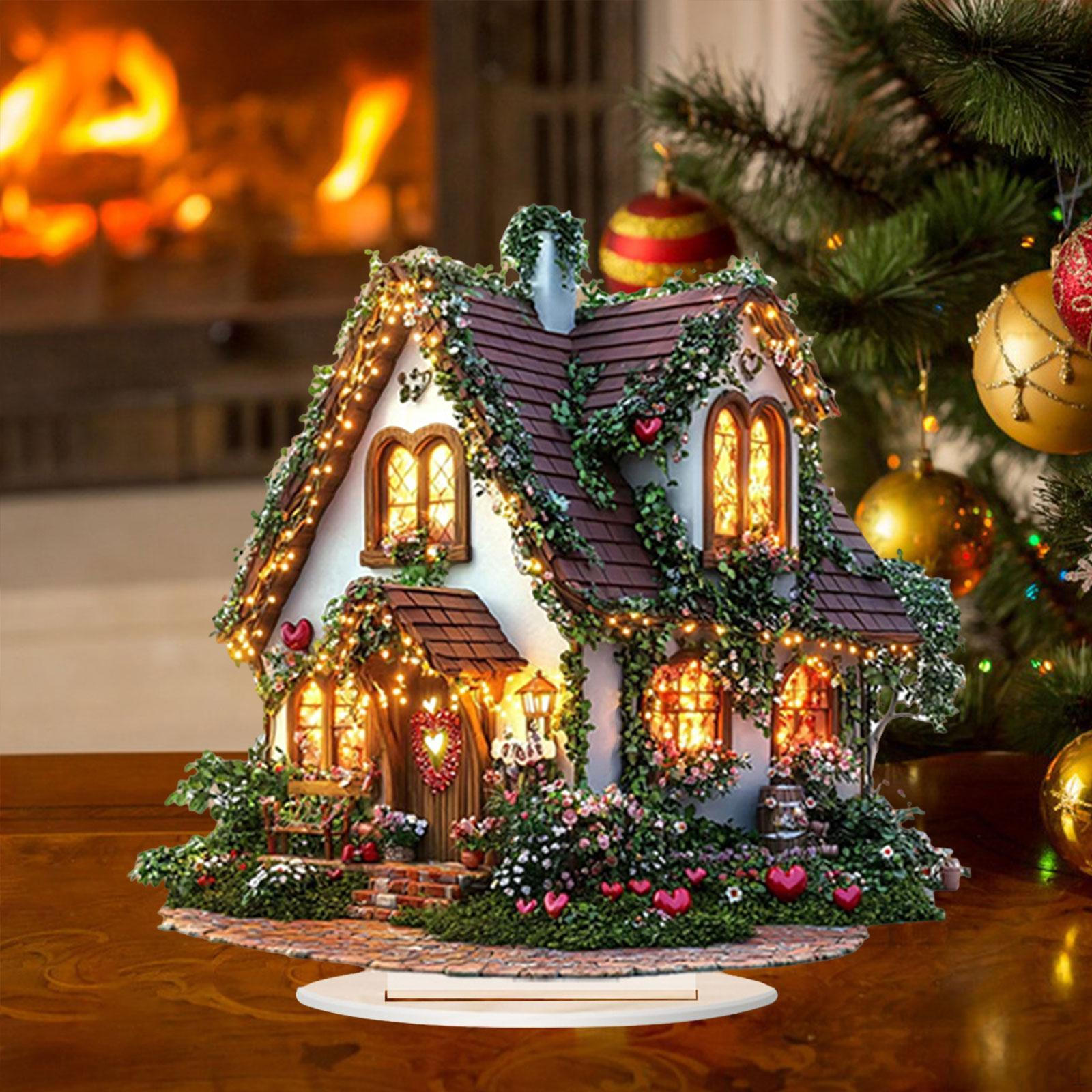 

Акрилова скульптура Будинок Статуя 2D стіл Колекційний двосторонній друкований орнамент для їдальні Style C