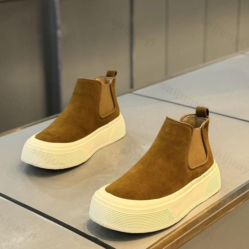 Men Boots Fashion Platform High Top Casual Shoes 2026 Winter Anti Slip Warm Plush Cotton Shoe Outdoor Chelsea Boots Botas Hombre