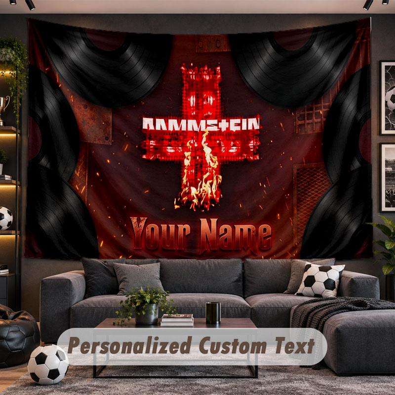 Wall Hanging Tapestry Custom NameRammstein Pattern Personalized Printed Fabric Wall Decor