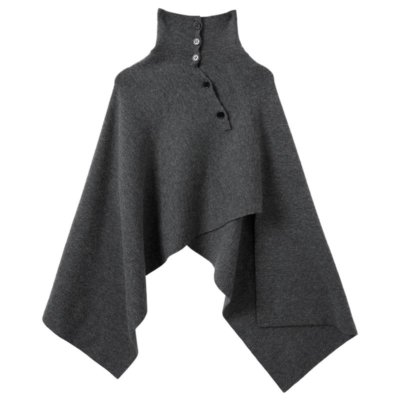Women s Stand-Up Collar Knit Shawl One Size