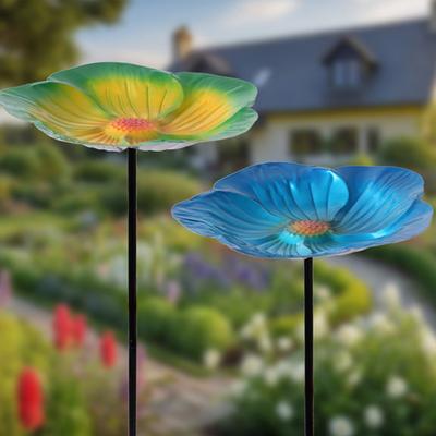 Metal Flower Garden Stake Bird Bee Watering Station Bath Vintage Outdoor 25.6" Detachable Butterfly Feeder Bath