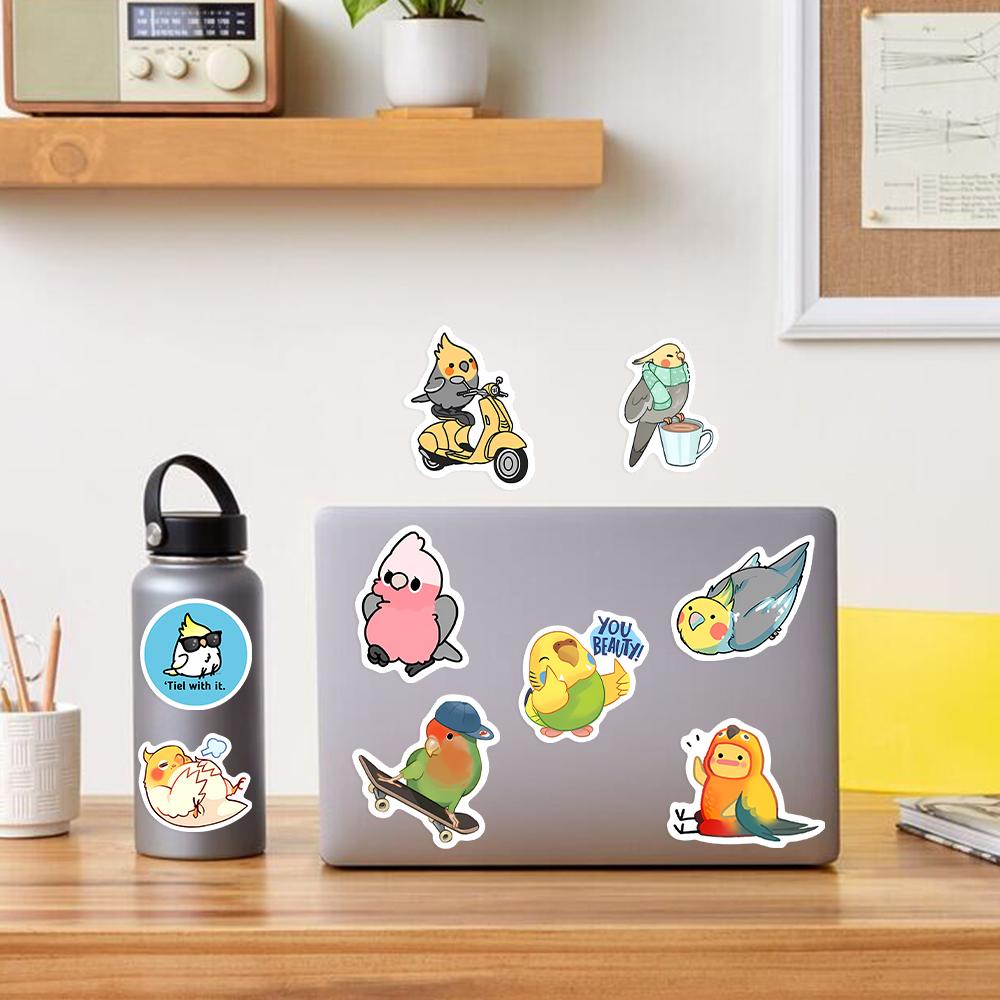 Fun Cartoon Parrot Bird Stickers Kids DIY Toy Gift Waterproof Decal for Scrapbook Laptop Phone Luggage Bottles Decorative