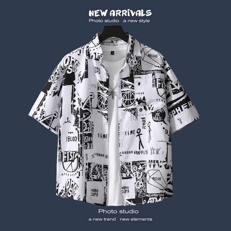 Men's Retro Hawaiian Floral Short-Sleeve Summer Shirt