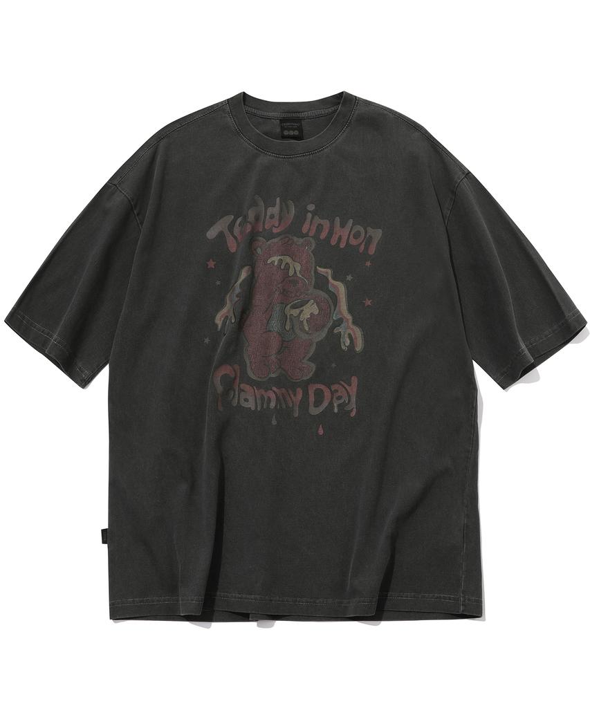 CPGN STUDIO Honey Teddy Pigment Short Sleeve T-Shirt Smoke Black