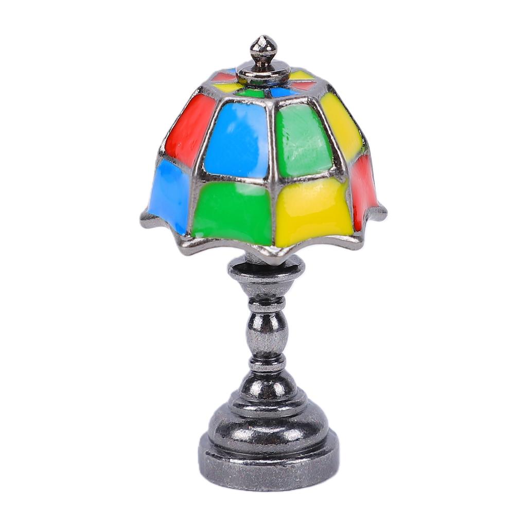Dollhouse Desk Lamp Zinc Alloy Miniature Table Accent Lamp for Micro Scene Decoration Black