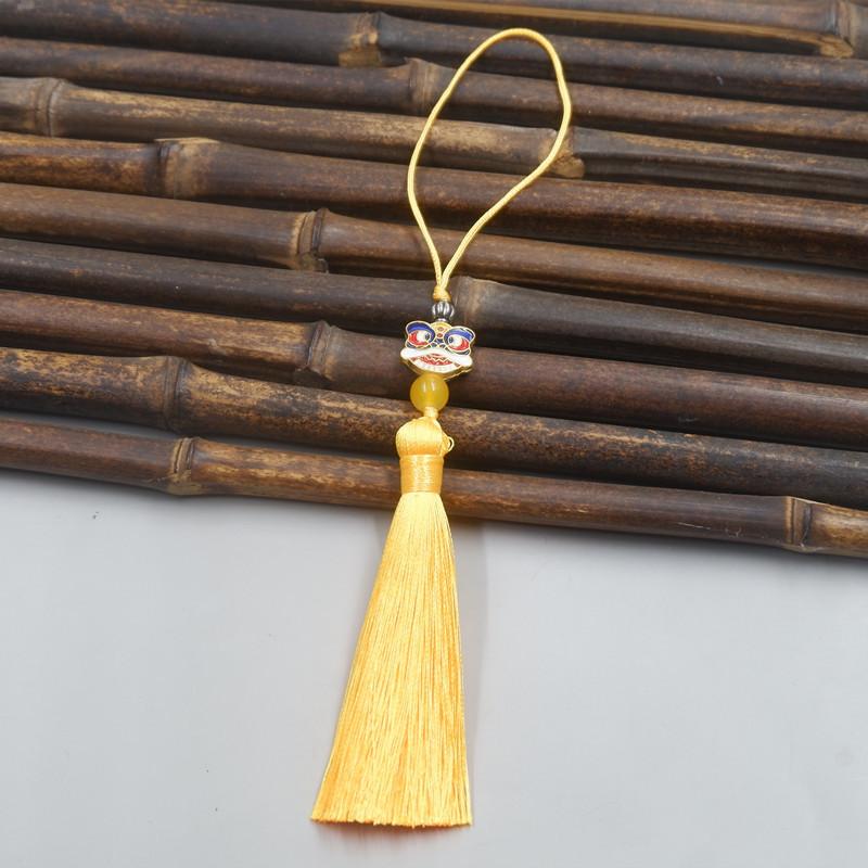 

8 см кулон «Танец льва» с кисточками Sui, перегородчатая эмаль, детский кулон Hanfu, закладка, чехол для мобильного телефона, кулон золотистый