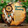 Western ApacheThemed Metal Wall Art Dreamcatcher with Blessing Text Rustic Southwestern Apache Tribe Design for Home Decor B