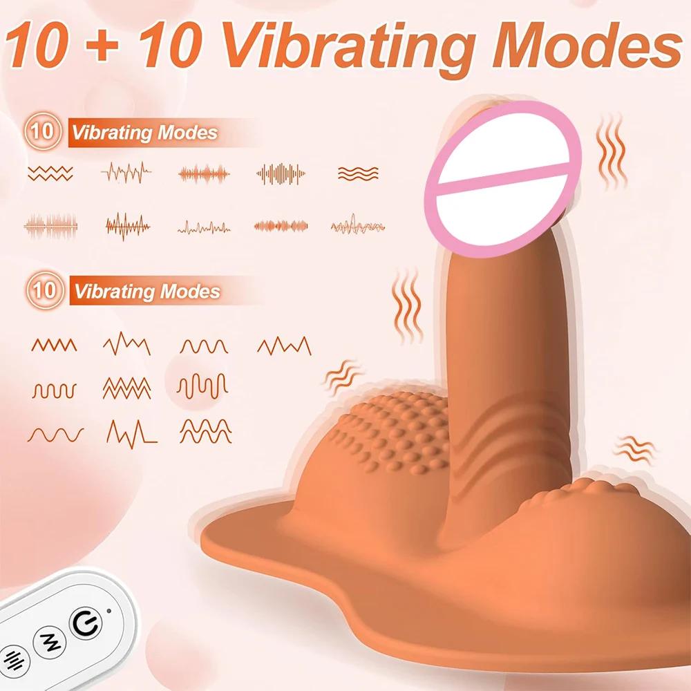 Cushion Style Female Dildo Vibrator Remote Control 10 Modes Clitoral Anal G-Spot Stimulator Female Masturbator Sex Toy for Woman