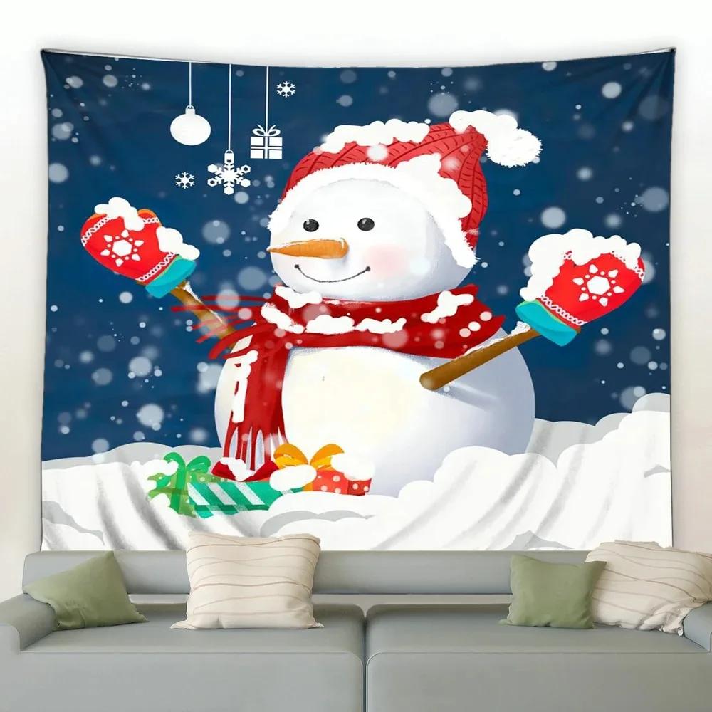 Christmas Cartoon Naughty Snowman Tapestry Living Room Sofa Home Decoration Christmas Gift