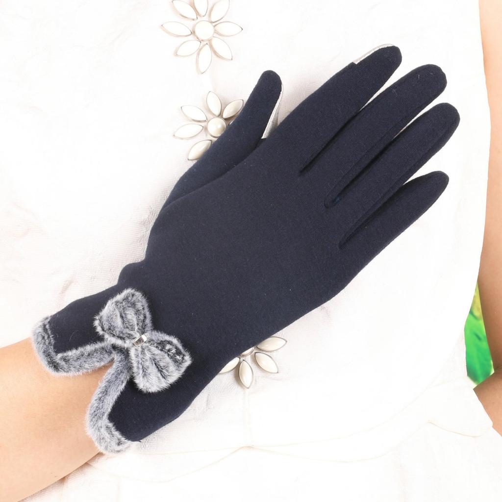 Damen Touchscreen Schleifenhandschuhe für Outdoor & Autofahren: Dicker Samt für Wärme