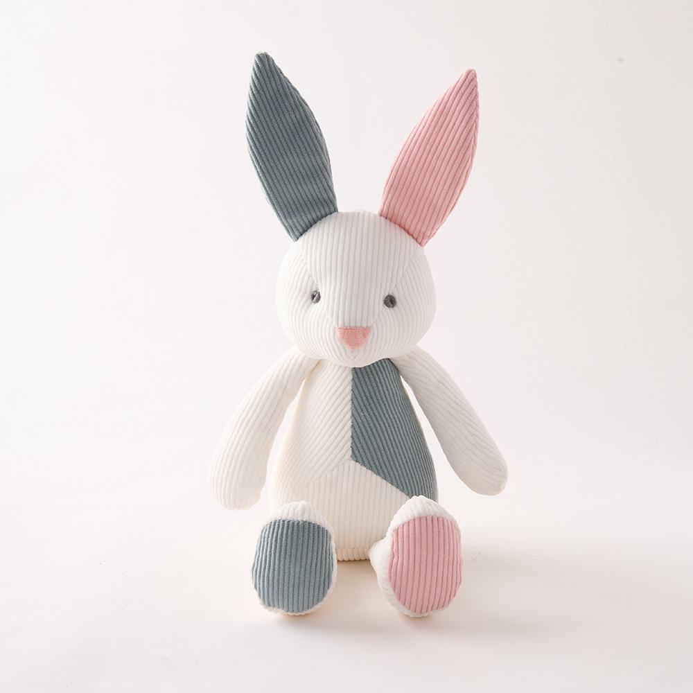 BobyBobo Striped Rabbit Plush Toy – Cute Soothing Doll for Kids Birthday Gift 32cm Tall