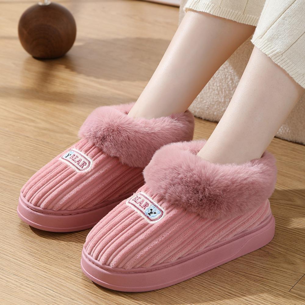 Leve chinelos de algodão para se manter aquecido no outono e no inverno, com sola grossa, e use calçados antiderrapantes para casais e sapatos de veludo de algodão.