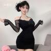 Domila Sexy Spice Girls Pure Sex Underwear Three-dimensional Butterfly One-word Neck Long Sleeve Short Skirt Slim F671
