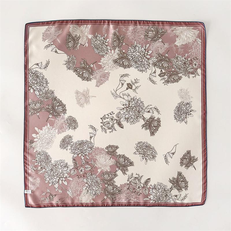 100% Twill Silk Square Scarf for Women 65cm Neck Tie Neckerchief Double side Female Foulard Headband Hijab Shawl Bandana