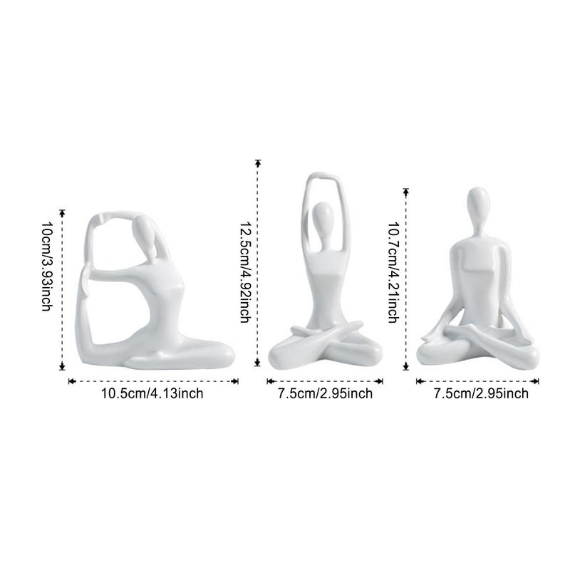 Yoga Pose Statue 3Pcs Resin Yoga Sculptures Meditating Yoga Decor Craft Tabletop Abstract Decor Home Decor Ornaments Sculpture
