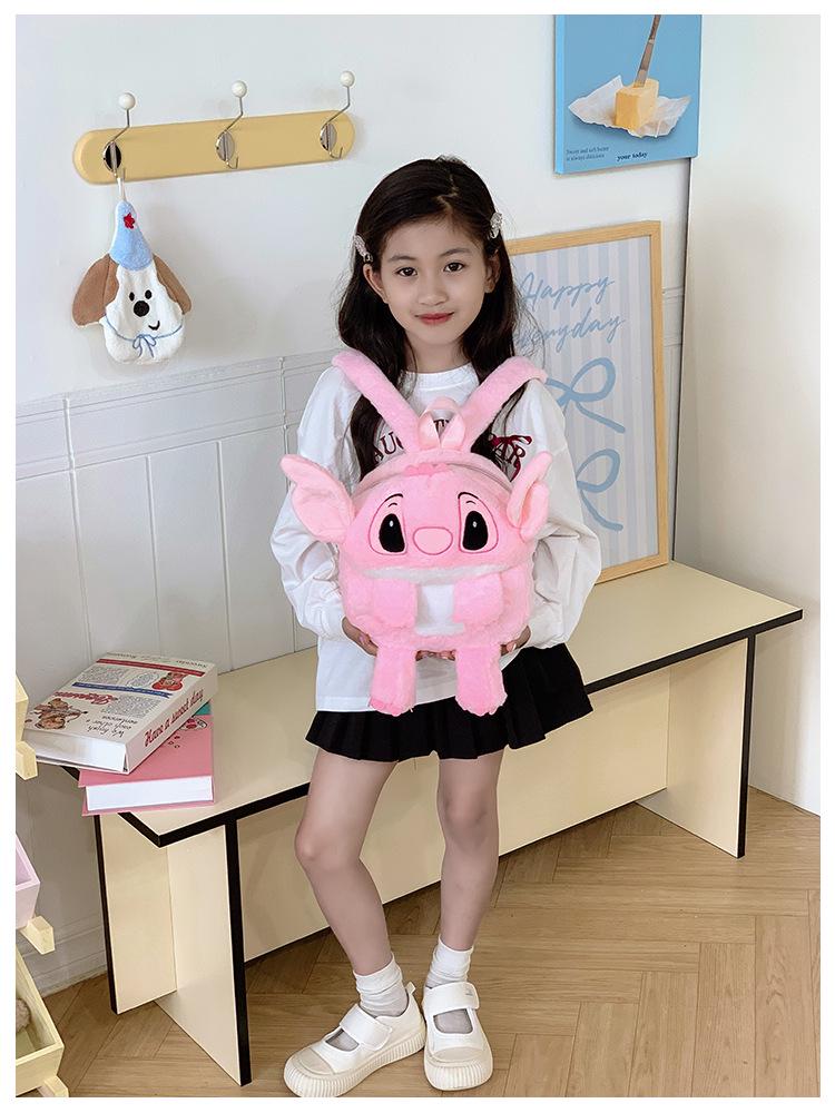 Stitch Cartoon Plush Doll Backpack - Cute & Fluffy Bag for Girls