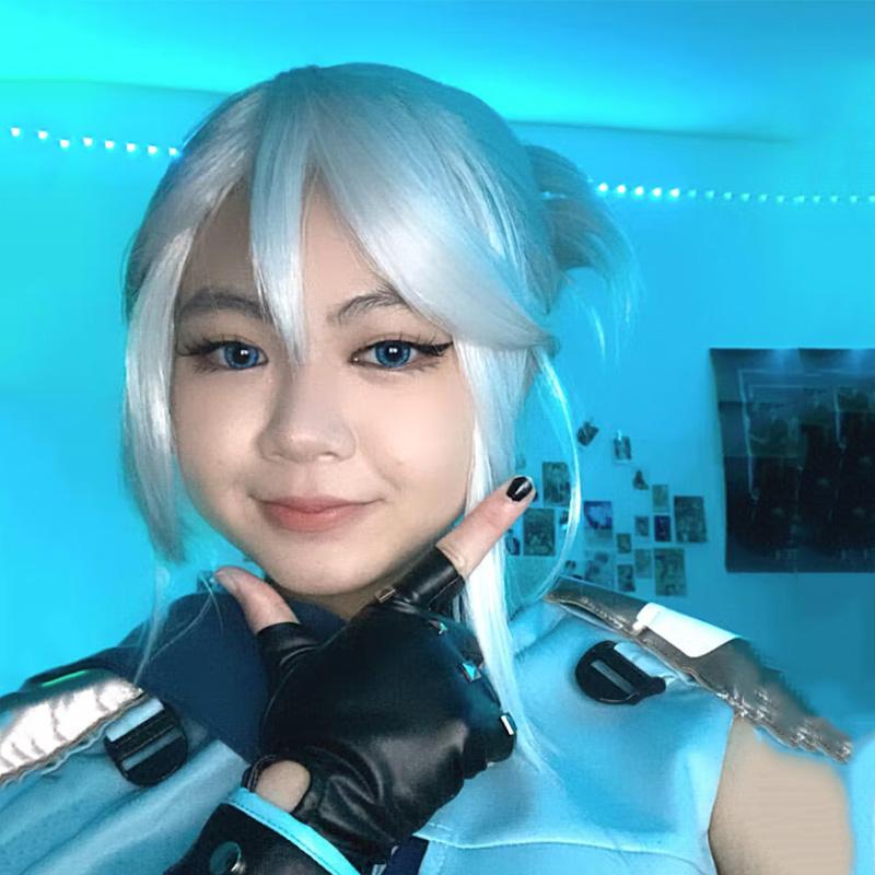 Серебристо-белый короткий парик для косплея с хвостом Adult size