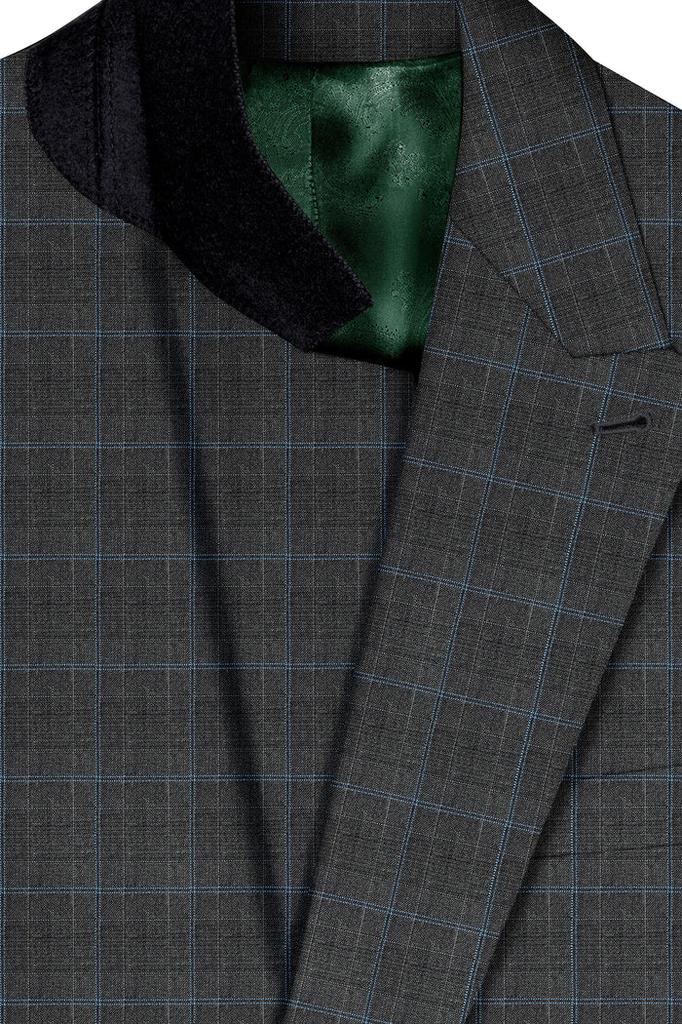 Cape Cod Gray Super Fine Checkered Double Breasted Wool Rich Blazer